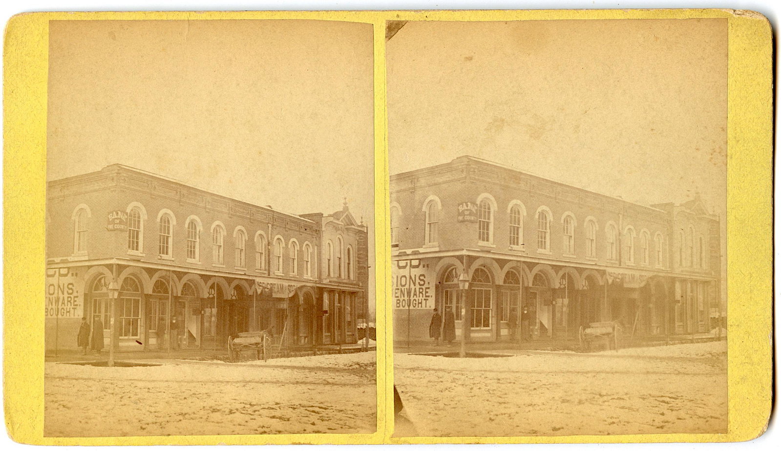 Antique Real Photo Stereoview Corner Street Cowboys: This stereoviews is original from the epoch . The stereoviews we are offering come mainly from collectors in the U.S.A. and constitute wonderful testimonies of past time that tend to be unique. They h
