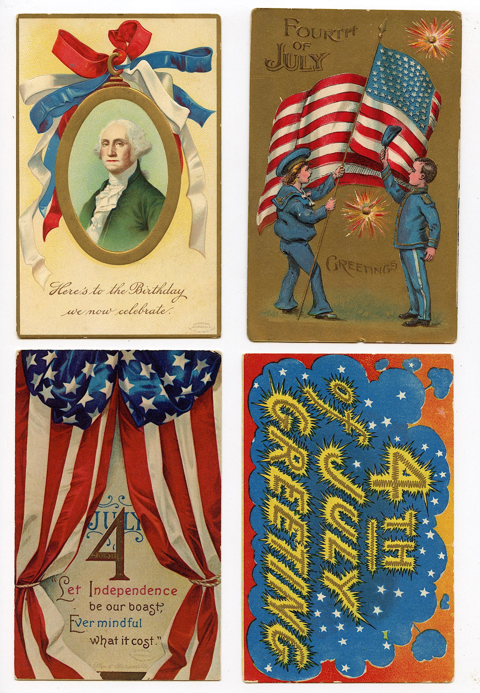 Antique Vintage Scarce Set Postcards 4th of July: The dimensions of an antique/vintage postcard are Approx. 5.5"x 3.5" (small variances can occur). ABOUT SHIPPING: This lot is located in Boca Raton, Fl and its shipment will be made directly by Arteli