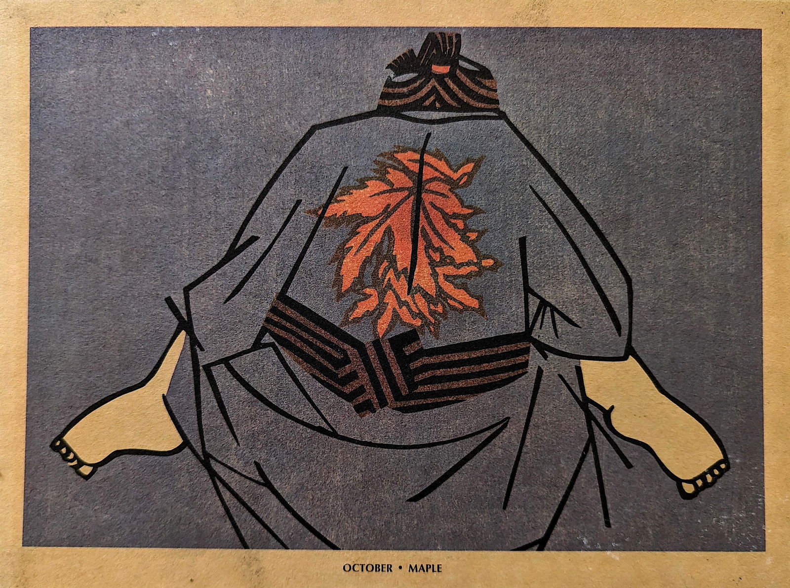 Vintage Woodblock Print Attrib. CLIFTON KARHU 1940s Period: Beautiful composition showing shunga position, one per each of the 12 months of the year. Our guess this print is from the WWII period. We have included quality images to show it's condition. The dime