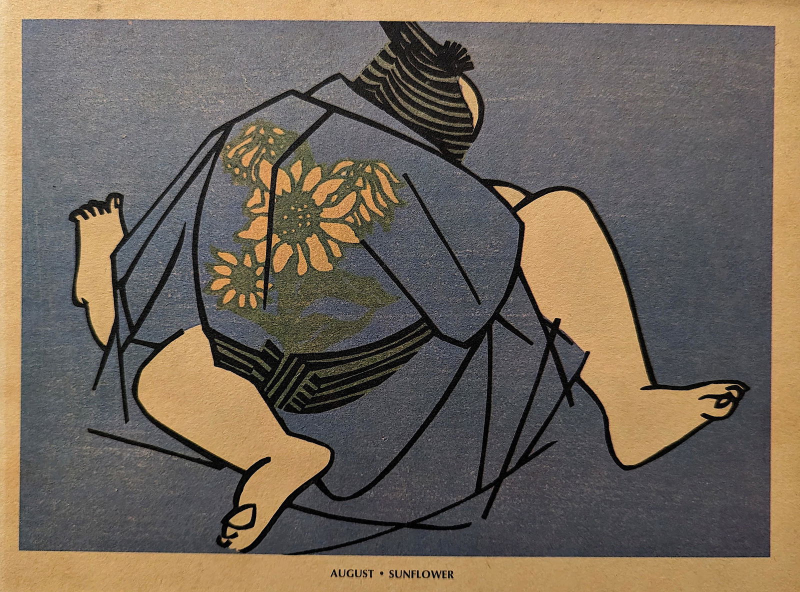 Vintage Woodblock Print Attrib. CLIFTON KARHU 1940s Period: Beautiful composition showing shunga position, one per each of the 12 months of the year. Our guess this print is from the WWII period. We have included quality images to show it's condition. The dime