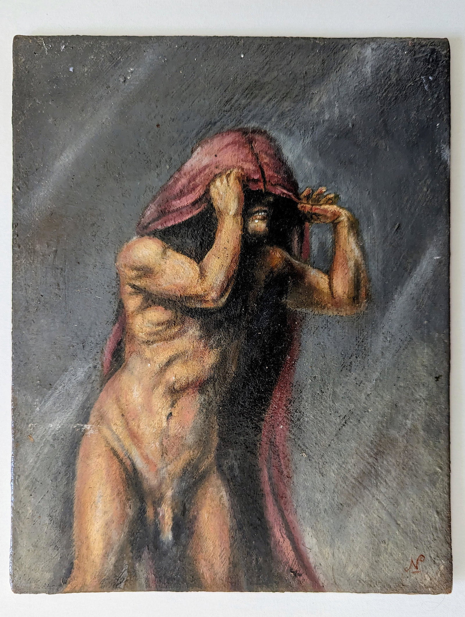 Original Art Painting NICOLAUS PINXIT Listed: ABOUT THE ARTIST: Nicolaux is a prominent Colombian artist following and amphasizing drama and depth, the Renaissance techniques of tenebrism chiaroscuro artists like the Italian Caravaggio (1571 - 16