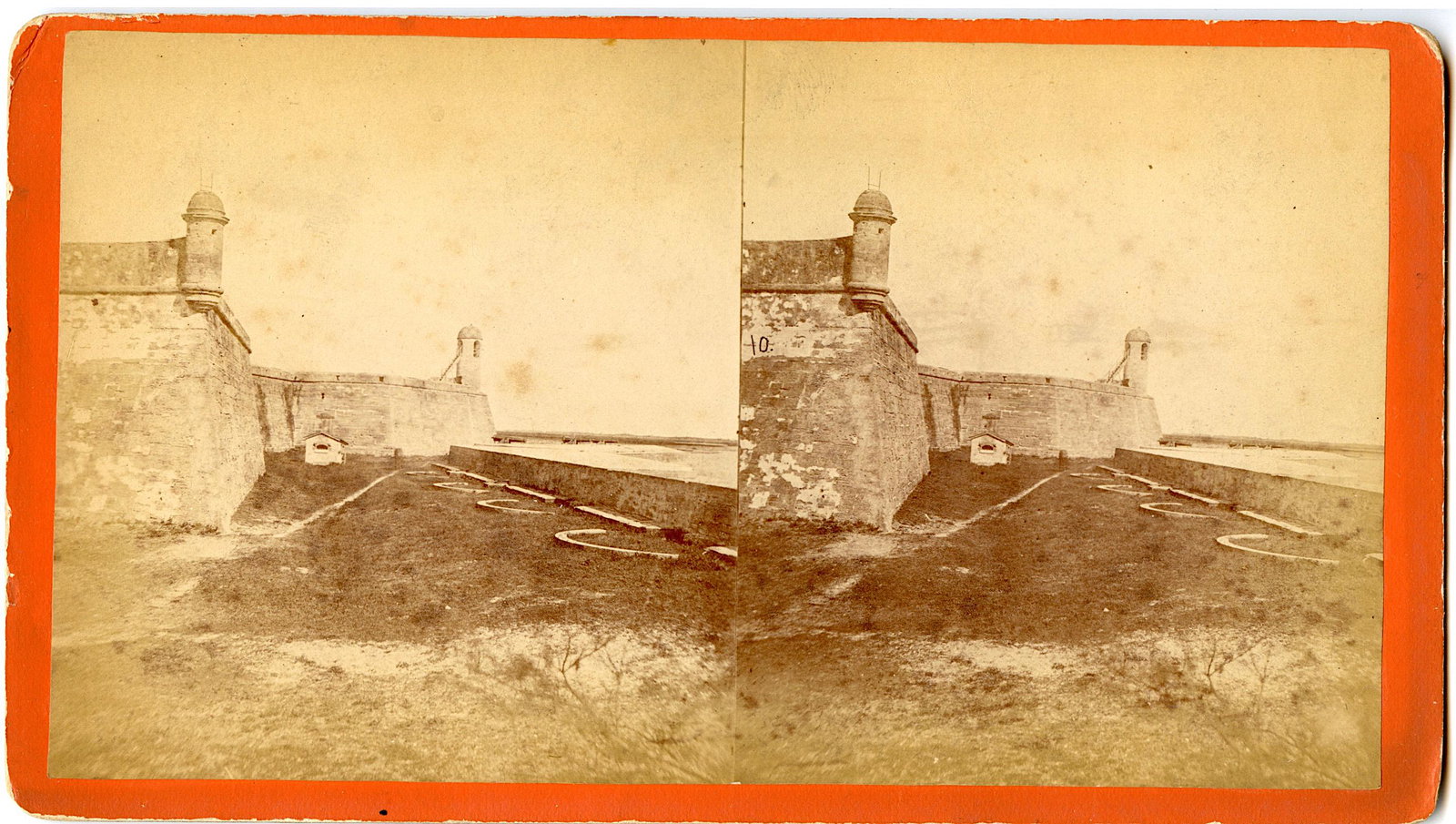 Antique Real Photo Stereoview Fort Marion, FL: This stereoviews is original from the epoch . The stereoviews we are offering come mainly from collectors in the U.S.A. and constitute wonderful testimonies of past time that tend to be unique. They h