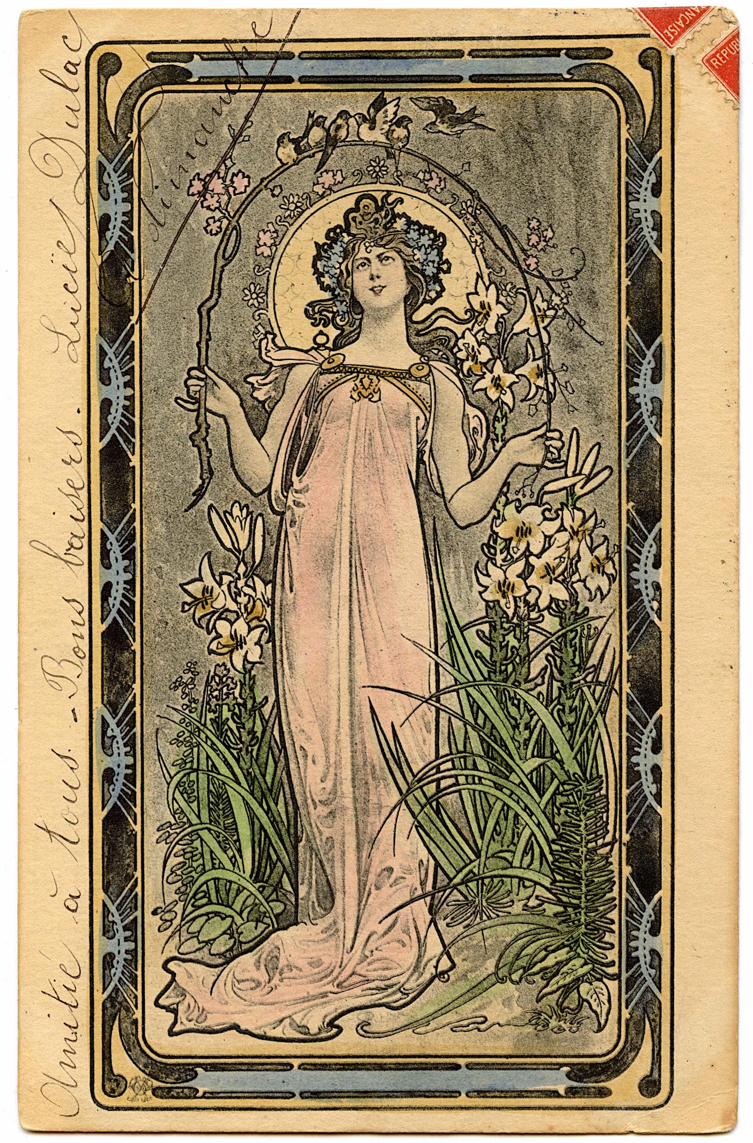 Rare Antique Scarce Postcard Art Nouveau HINGRE: The dimensions of an antique/vintage postcard are Approx. 5.5"x 3.5" (small variances can occur). ABOUT SHIPPING: This lot is located in Boca Raton, Fl and its shipment will be made directly by Arteli