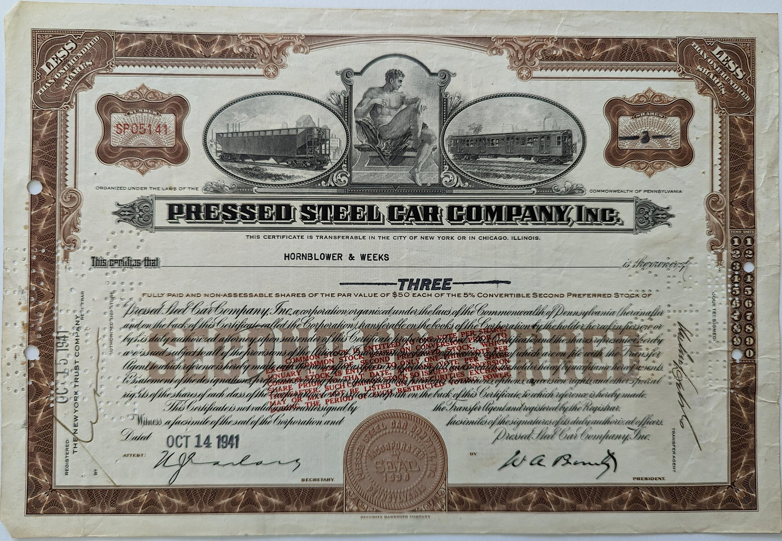 Pressed Steel Car Company, Inc. Certificate, 1941: Provenance: from a deceased collector in Miami. We have included quality images to show their condition. This lot is located in Boca Raton, Fl and its shipment will be made directly by Artelisted. Shi