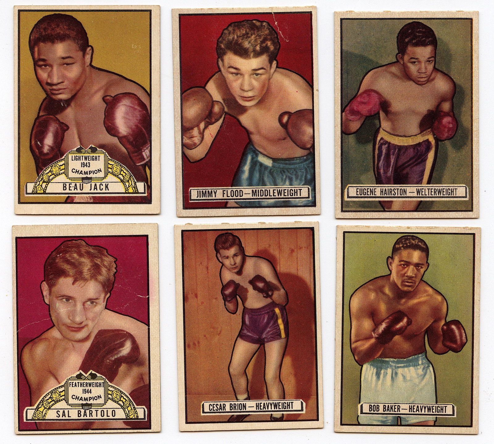6 Boxing Cards Topps RINGSIDE, 1951: Provenance: from a deceased collector in Miami. We have included quality images to show their condition. This lot is located in Boca Raton, Fl and its shipment will be made directly by Artelisted. Shi