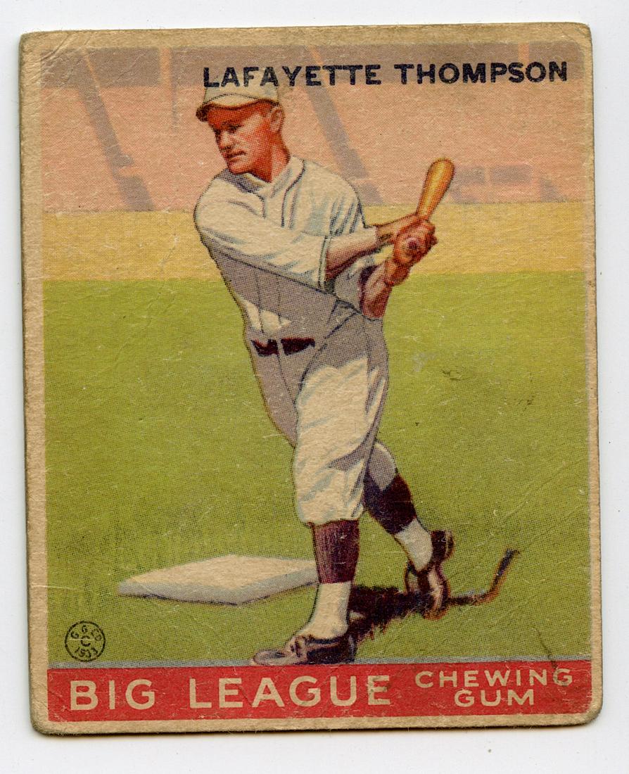 Baseball Card Lafayette Thompson Giants, 1933: The lots offered in this sale come to us from three estates of deceased American collectors. We are specifying: 1. The mediums (es. original hand painted, prints). 2. The signature we were able to dec