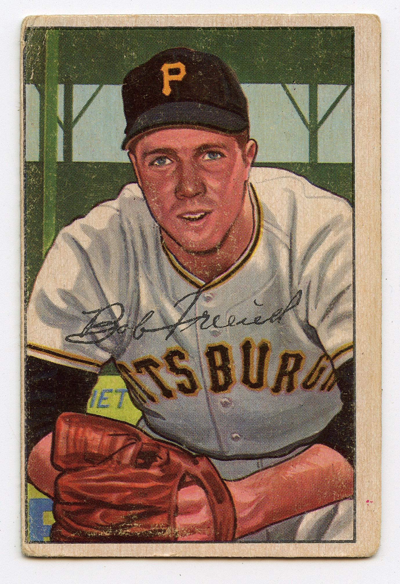 Baseball Card Bob Friend Pirates, 1952: The lots offered in this sale come to us from three estates of deceased American collectors. We are specifying: 1. The mediums (es. original hand painted, prints). 2. The signature we were able to dec