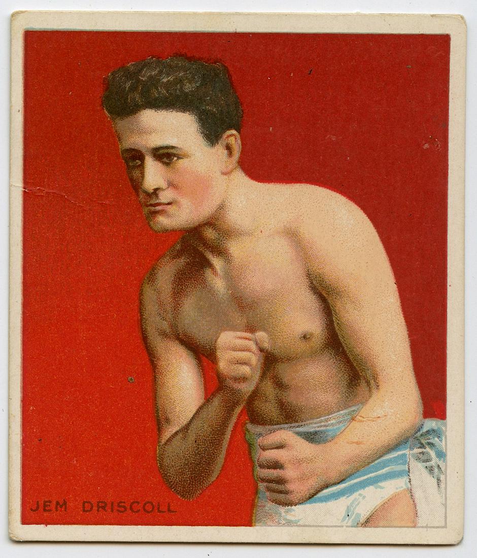 Boxing Fighter Card Jem Driscoll, 1910: The lots offered in this sale come to us from three estates of deceased American collectors. We are specifying: 1. The mediums (es. original hand painted, prints). 2. The signature we were able to dec
