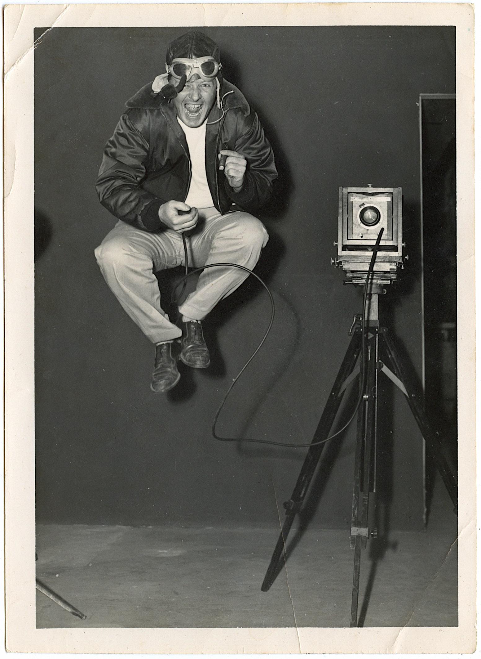 Vintage Rare Photo Aviation Pilot Taking Photograph: The lots offered in this sale come to us from three estates of deceased American collectors. We are specifying: 1. The mediums (es. original hand painted, prints). 2. The signature we were able to dec