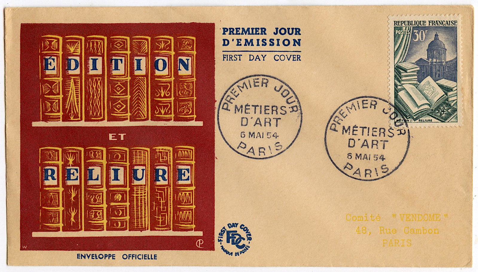 1954 Rare French PIERRE GANDON 1st Issue Stamp: The lots offered in this sale come to us from three estates of deceased American collectors. We are specifying: 1. The mediums (es. original hand painted, prints). 2. The signature we were able to dec