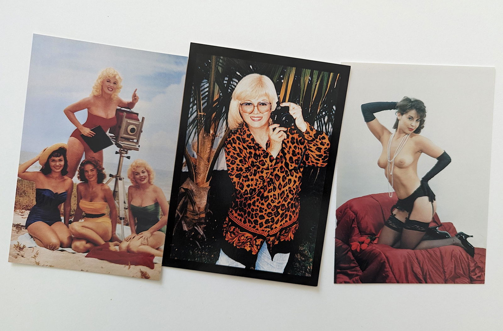 Vintage 1990s BUNNY YEAGER 3 Photo Litho Postcards Pin UP (1 of 2)