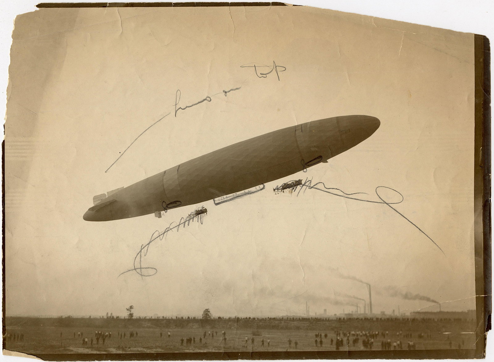Antique Vintage Real Photo Aviation Zeppelin: Provenance: from a collector in Los Angeles, CA. We have included quality images to show their condition. The dimensions are Approx. 7" x 9.5" (small variances can occur). This lot is located in Boca 