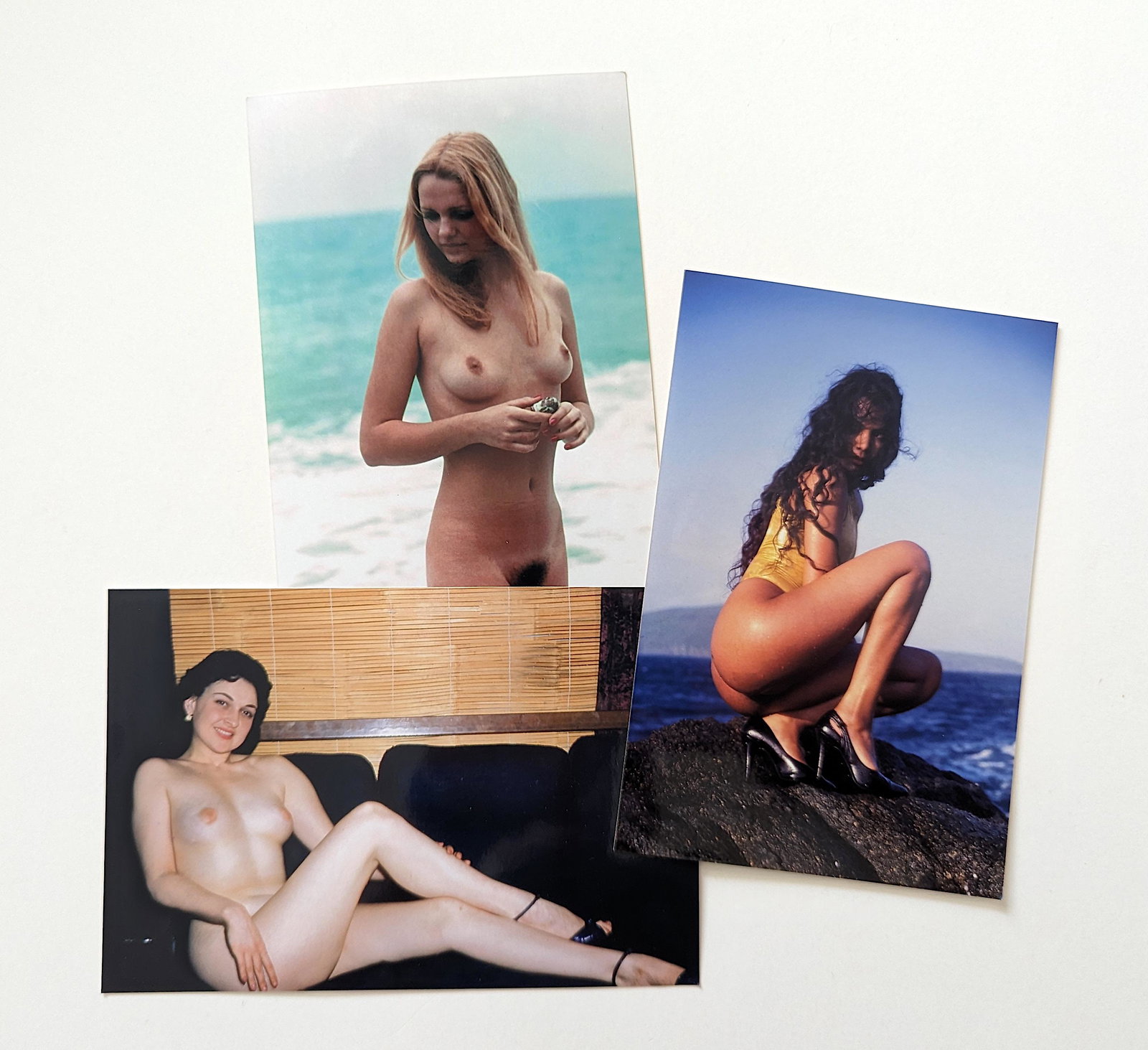 Set 3 Fujifilm Vintage Artistic Nude Female Pin Up: Provenance from a Professional American photographer and collector during the last 30 years in LA, CA..The dimensions of each photo are Approx. 5" x 7". This lot is located in Boca Raton, Fl and its s