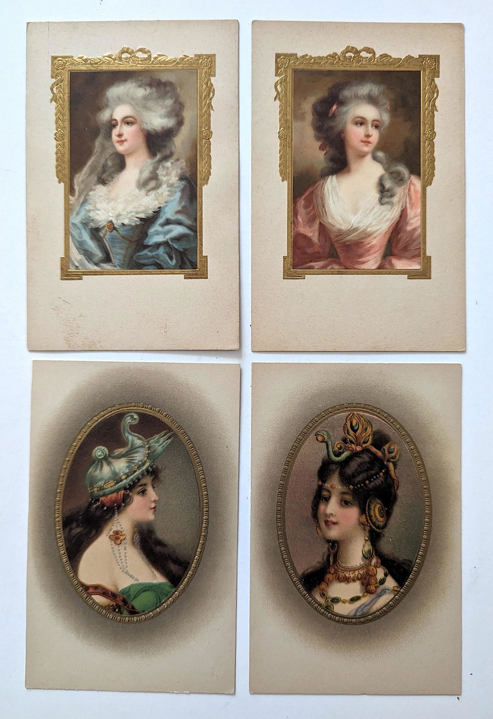 Fine Antique Set 4 Portraits French Illust. Postcards (1 of 2)