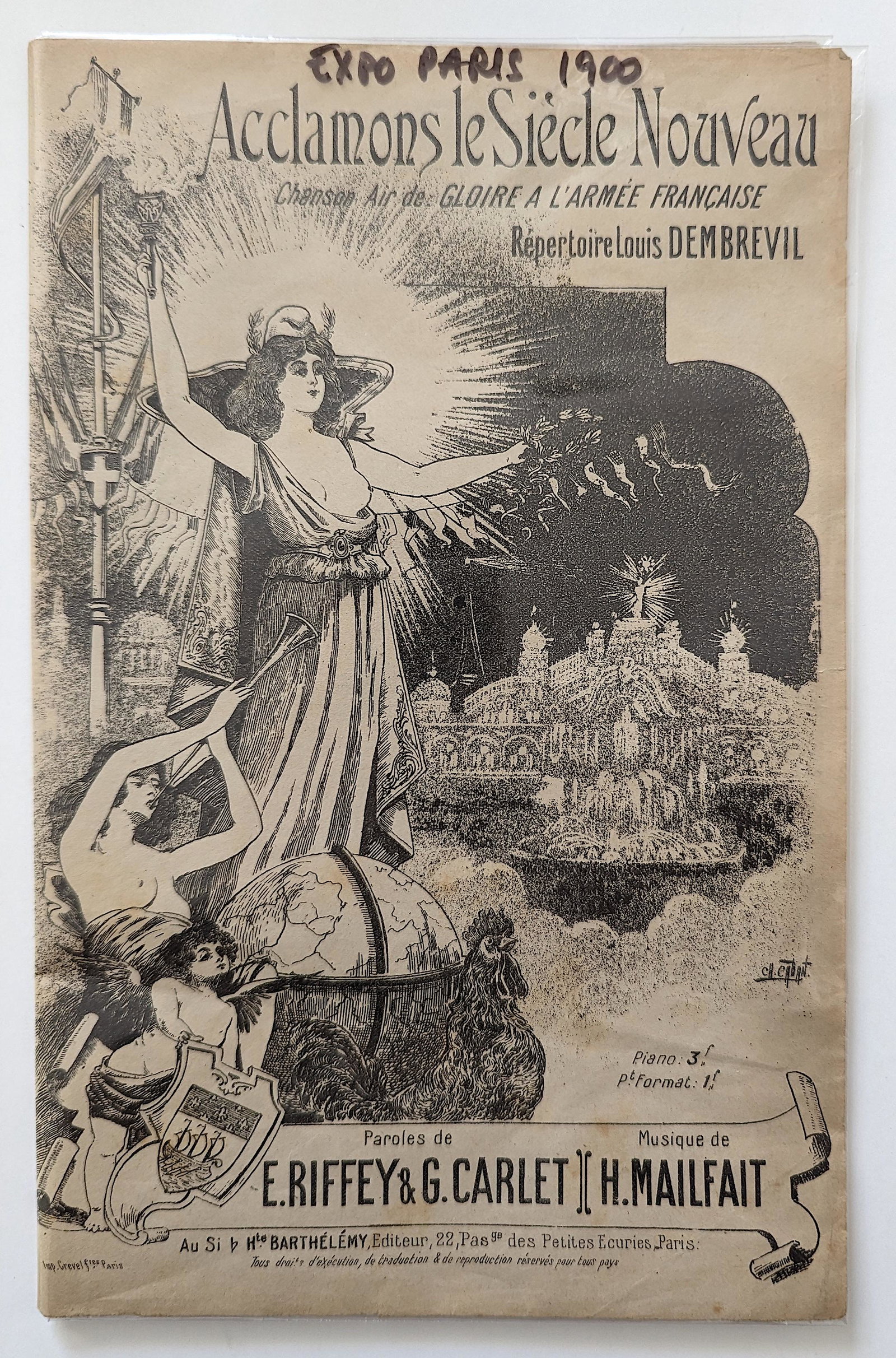 Very Rare Art Nouveau Music Illustration Expo Paris, 1900: The dimensions are Approx. 11" x 7" (small variances can occur). This lot is located in Boca Raton, Fl and its shipment will be made directly by Artelisted. Shipping insurance is the responsibility of