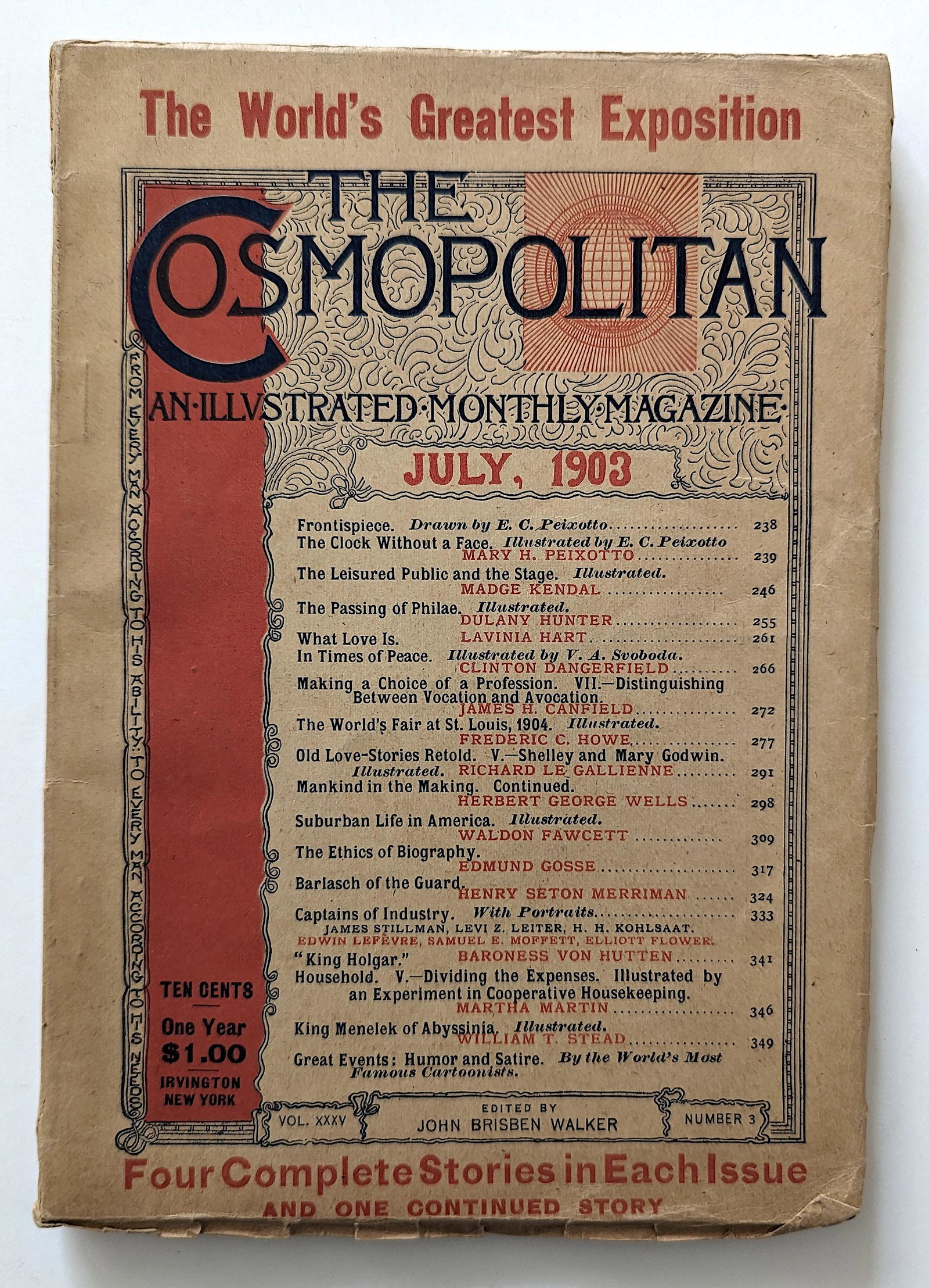 Original THE COSMOPOLITAN Magazine Worlds Fair, 1904: This lot is located in Boca Raton, Fl and its shipment will be made directly by Artelisted. Shipping insurance is the responsibility of the buyer. Ask us if you want to add insurance cost. Note that i