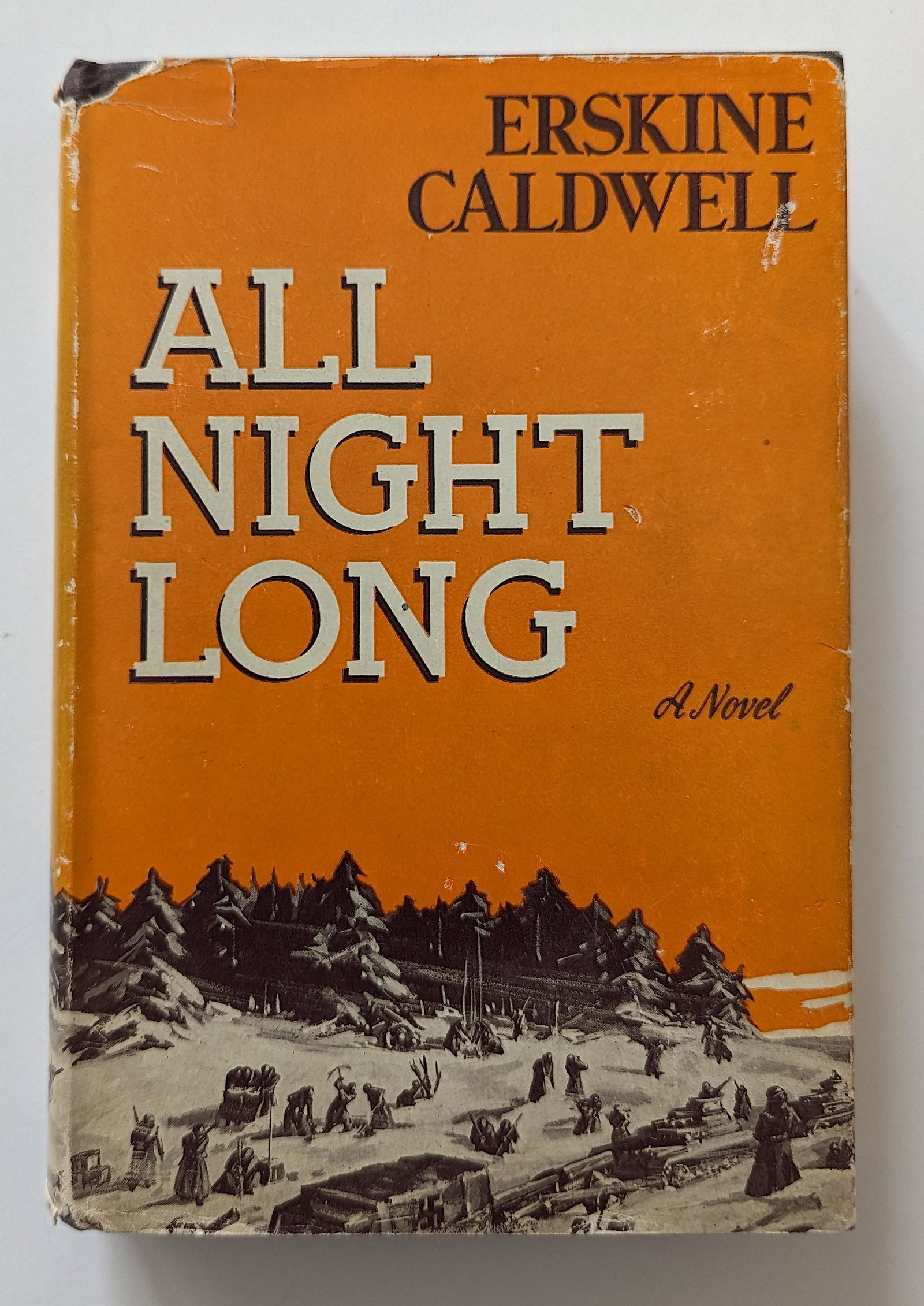 Novel ALL NIGHT LONG by Erskine Caldwell, 1942: The provenance of these books are from a WWII veteran collector in Georgia This lot is located in Boca Raton, Fl and its shipment will be made directly by Artelisted. Shipping insurance is the respons