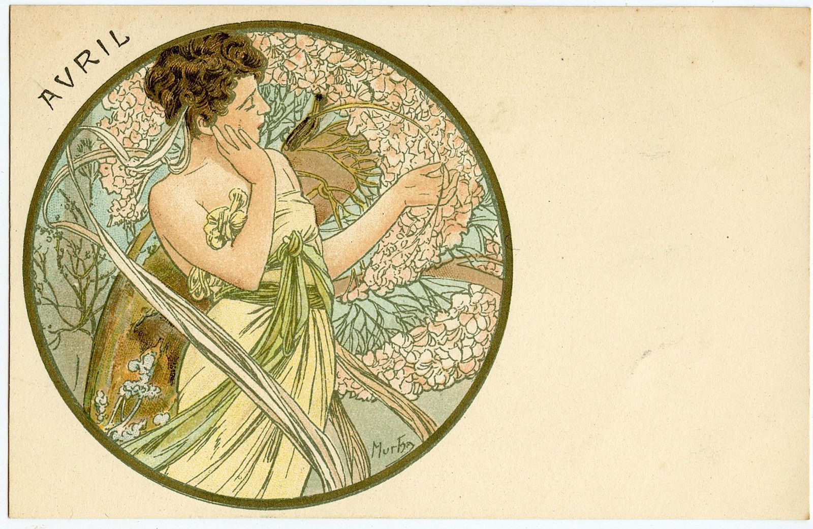 Antique Vintage Rare Postcard ALPHONSE MUCHA Nouveau (1 of 2)