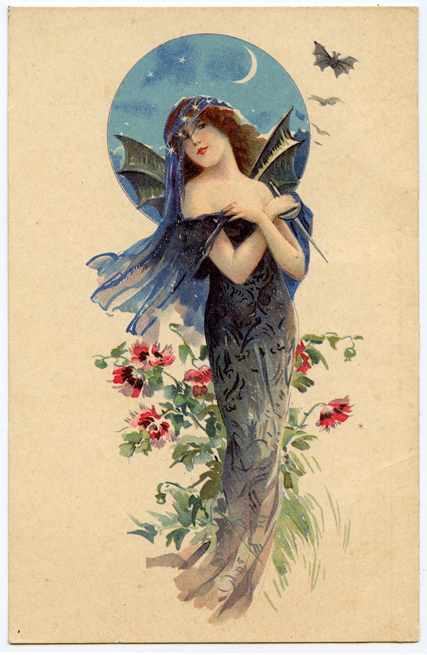 Antique Vintage Rare Postcard Nouveau Halloween (1 of 2)