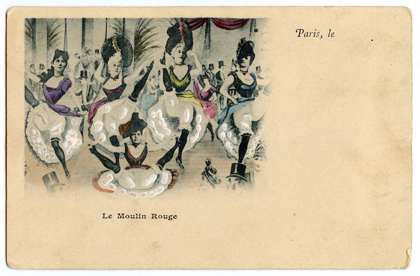 Antique Rare Postcard Colored Le Moulin Rouge (1 of 2)