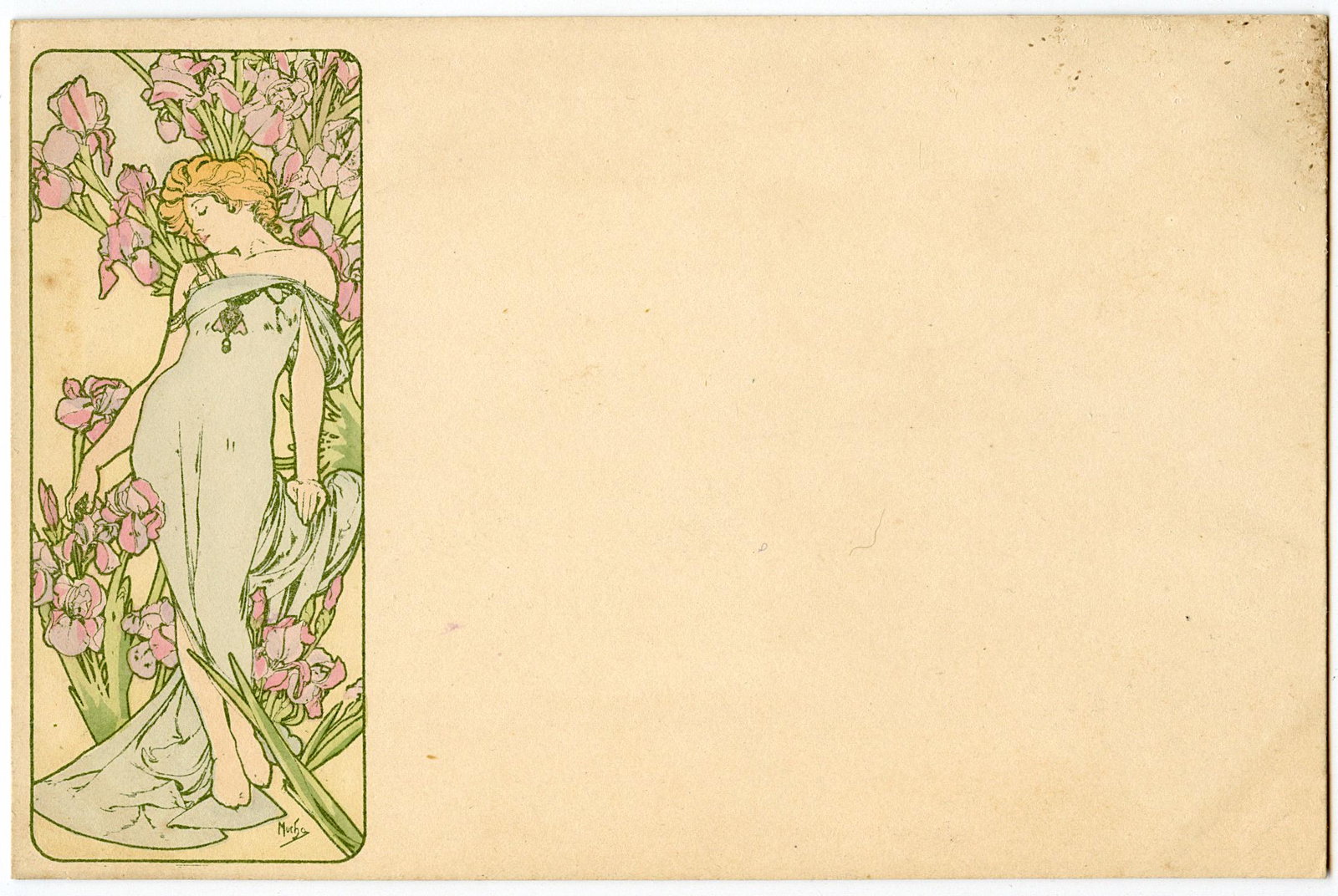 Antique Vintage Art Nouveau Mucha Postcard: ABOUT POSTCARDS: The study and collecting of postcards is termed deltiology (from Greek deltion, small writing tablet, and English -logy, the study of). Rarity. As with all antique items, rarity bring