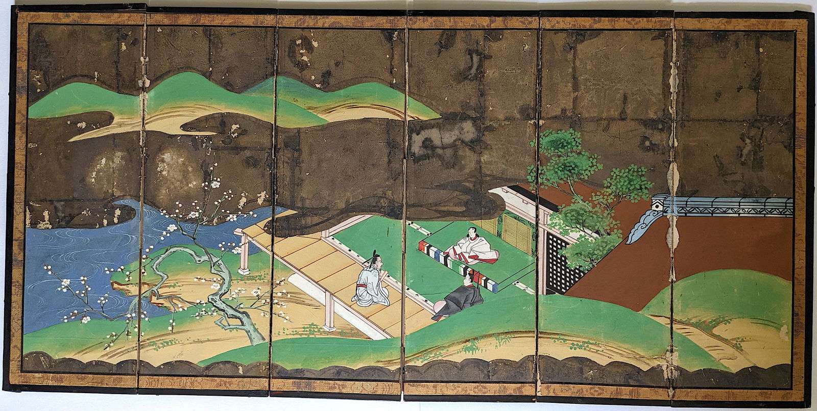 Antique Japanese Hand Painted Folded Screen 18th - 19th C (1 of 7)