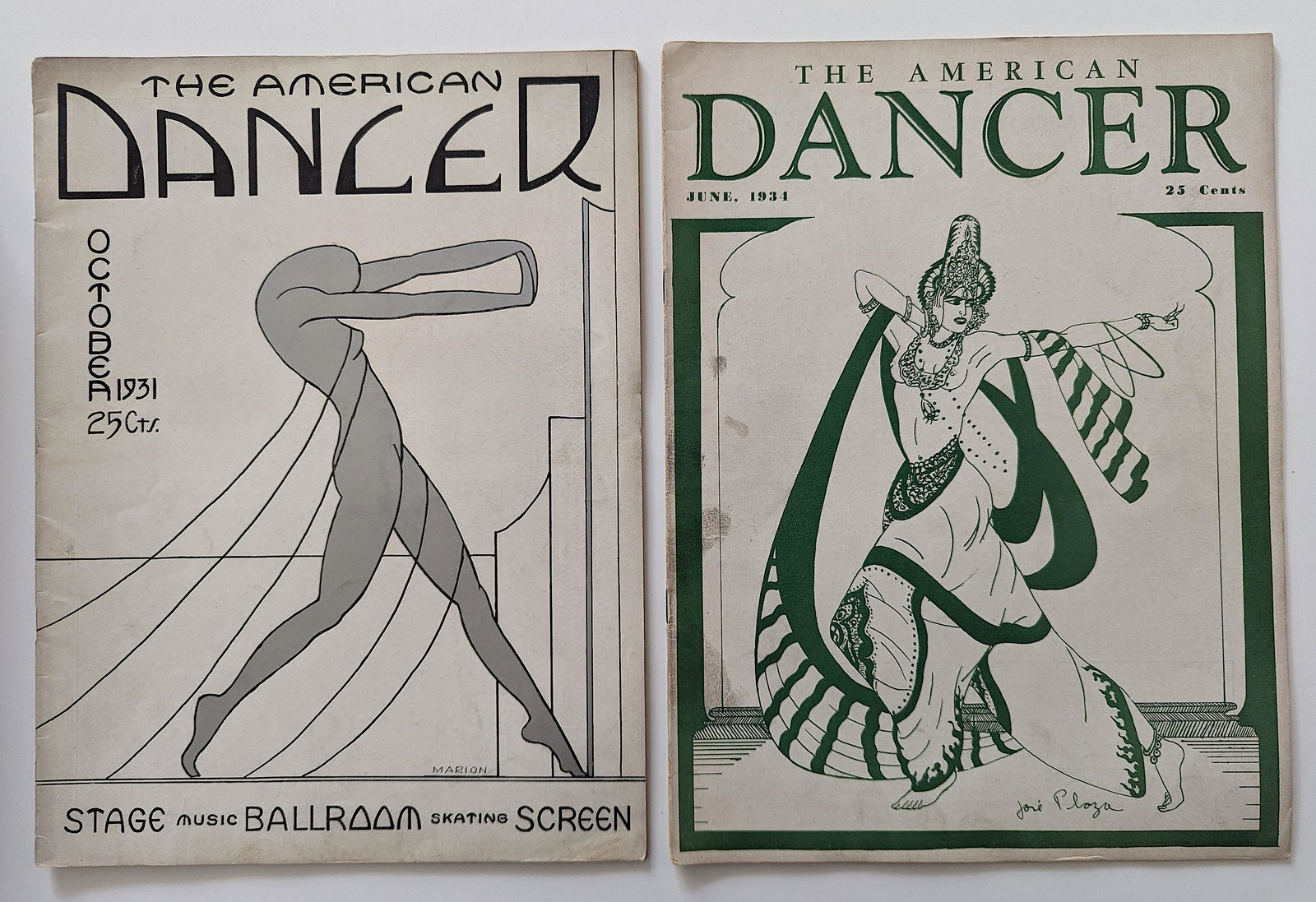 Pair Vintage Magazines The American DANCER: The provenance of this lot is from a WWII veteran collector in Georgia This lot is located in Boca Raton, Fl and its shipment will be made directly by Artelisted. Shipping insurance is the responsibil