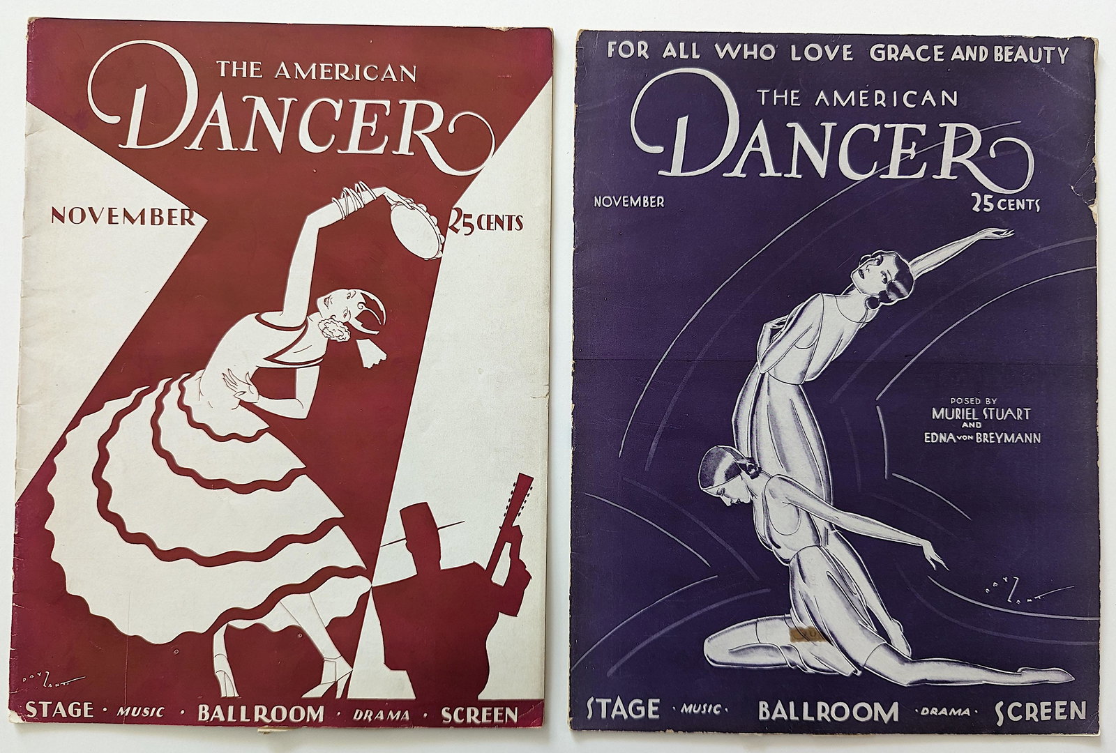 Pair Vintage Magazines The American DANCER: The provenance of this lot is from a WWII veteran collector in Georgia This lot is located in Boca Raton, Fl and its shipment will be made directly by Artelisted. Shipping insurance is the responsibil