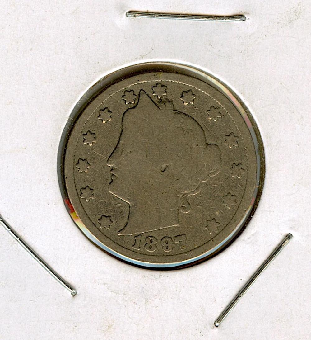 US Five Cents Circulated Coin 1897 (1 of 2)