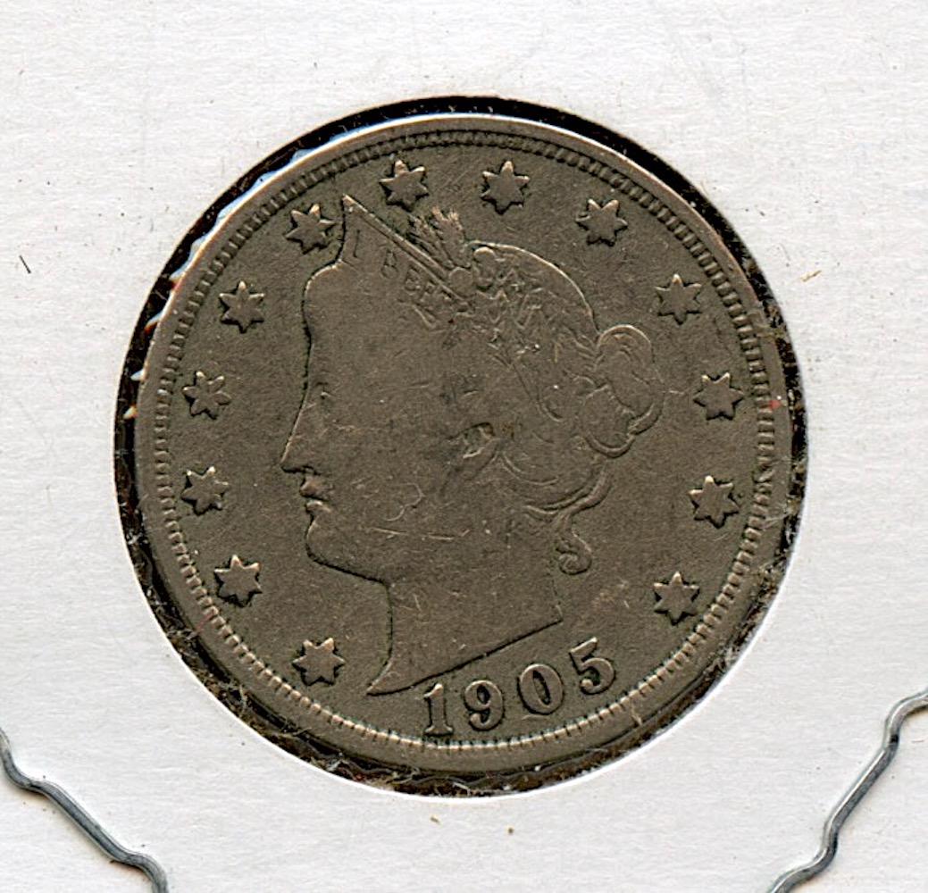 US Five Cents Circulated Coin 1905 (1 of 2)