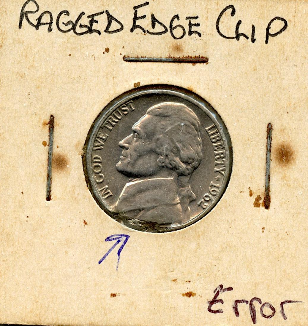 US Five Cents Ragged Edge Clip Error Coin (1 of 2)