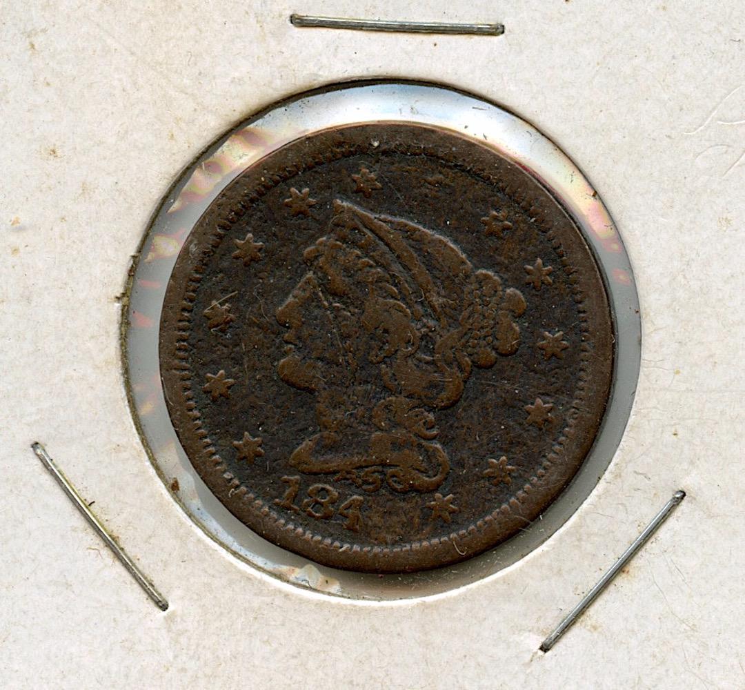 US One Cent Circulatd Coin 1840s (1 of 2)