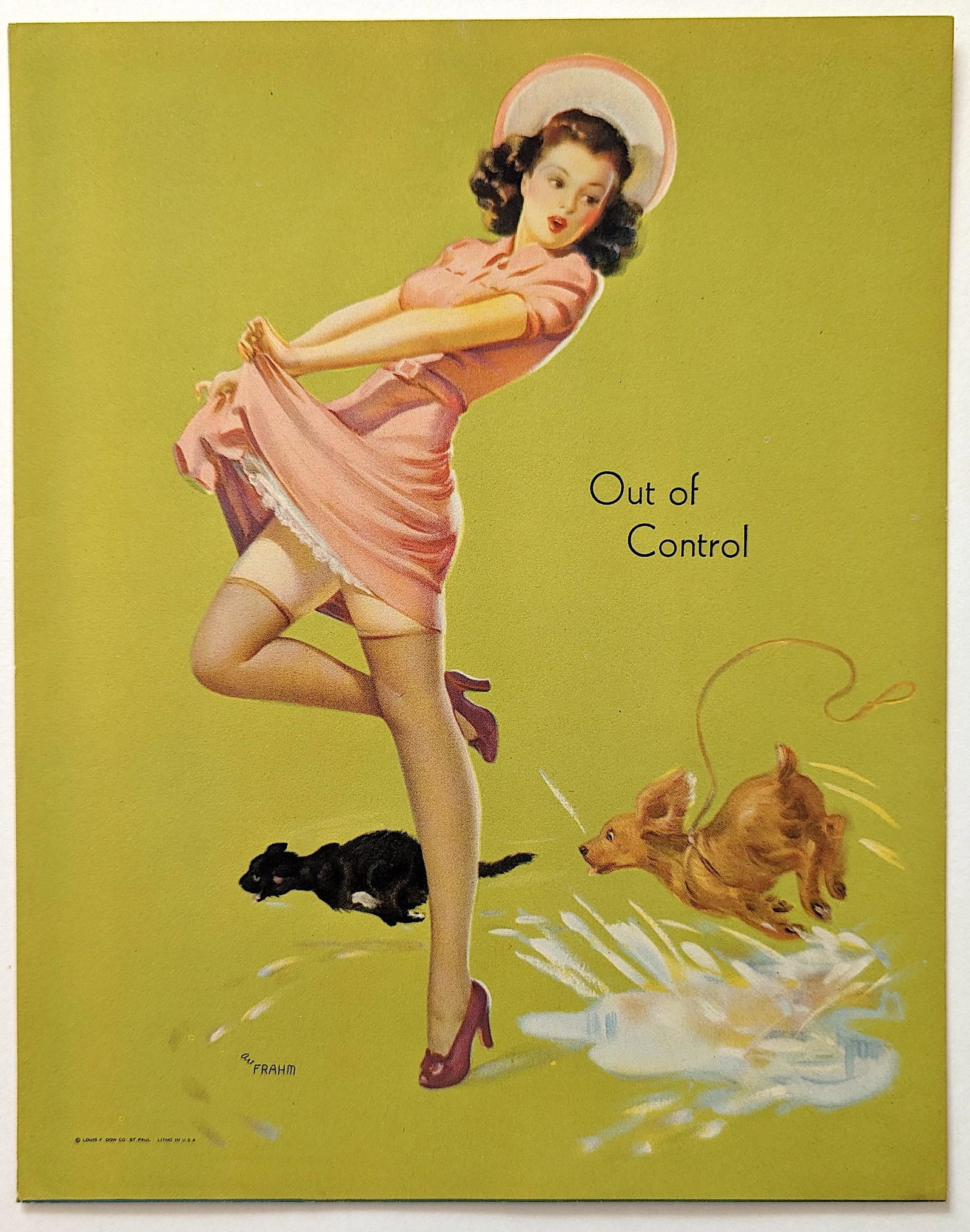 Vintage Pin Up Original Printed in USA Elvgren Print, 1950s: Provenance from the estate of a deceased collector. The dimensions are Approx. 10" x 8". This lot is located in Boca Raton, Fl and its shipment will be made directly by Artelisted. Shipping insurance 