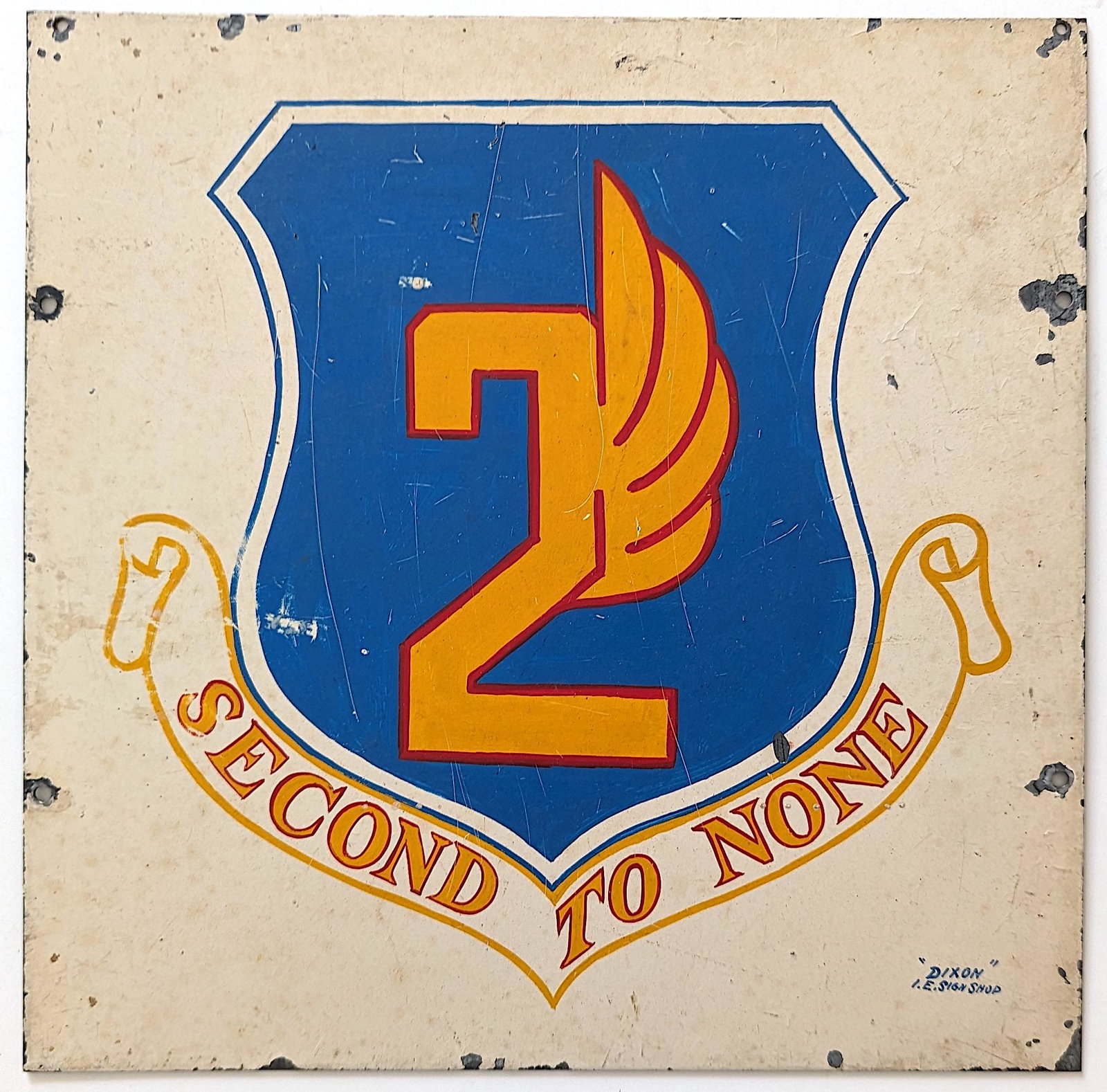Vintage Original Metal Sign Air Force Second To None: Provenance from the estate of a deceased american military collector. The cardboard dimensions are Approx. 12" x 12". We have included images to show it's actual condition.