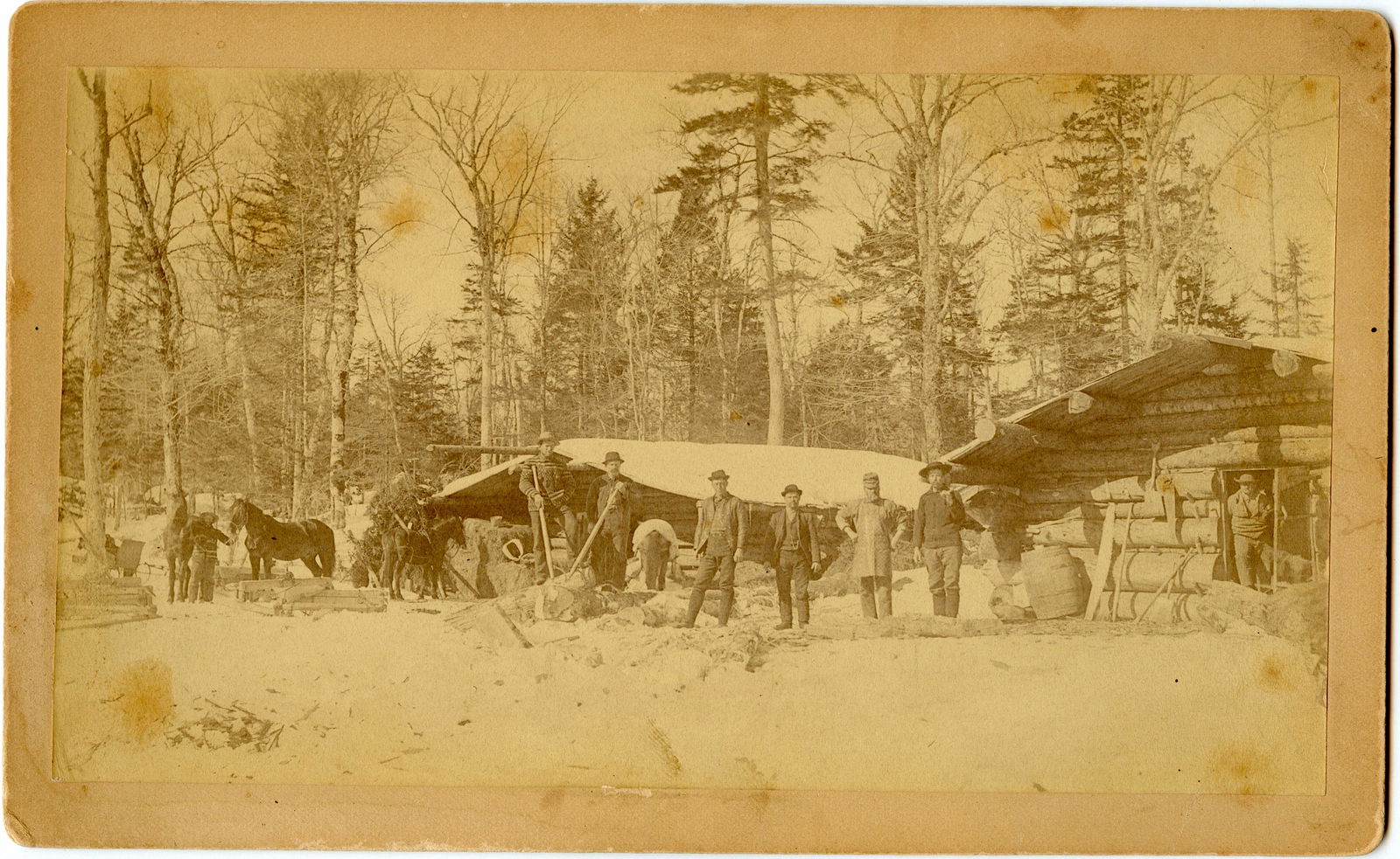 Antique Original Cabinet Photo Western Logging Camp Ca. 1870 (1 of 3)