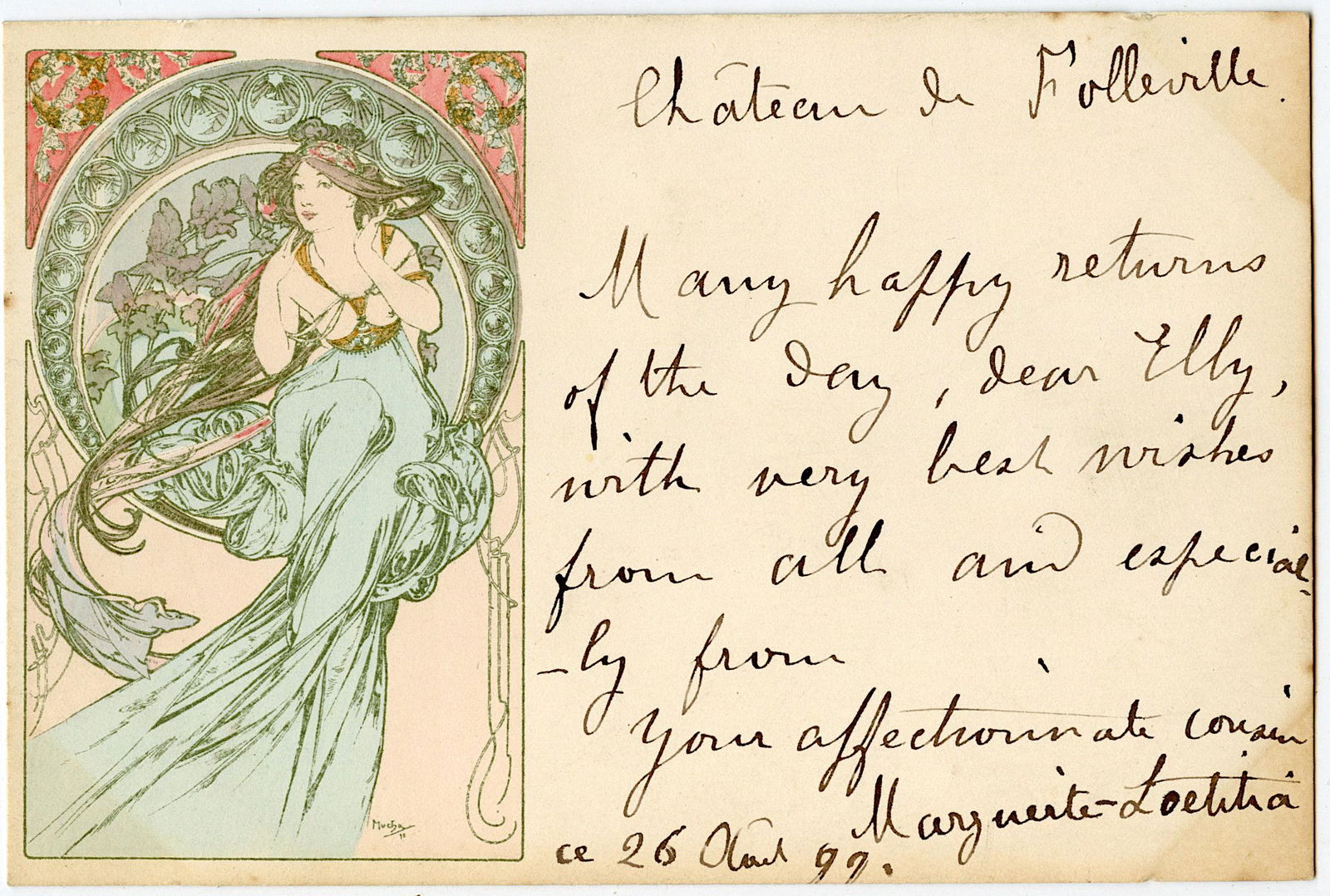 Antique Postcard Rare Art Nouveau MUCHA (1 of 2)