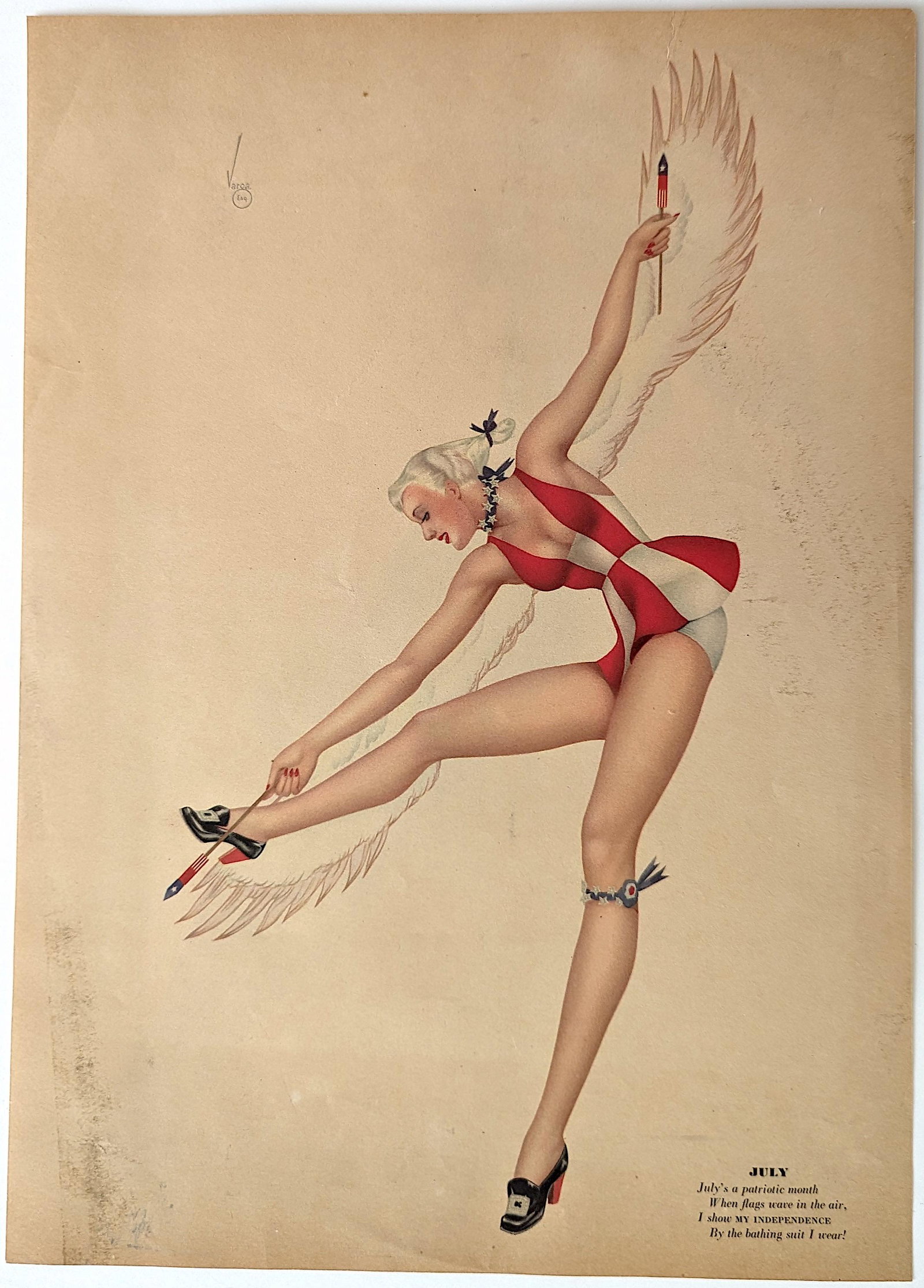 Vintage Pin Up VARGAS Original Printed USA, 1940s: Provenance from the estate of a deceased collector. The dimensions are Approx. 10" x 8". This lot is located in Boca Raton, Fl and its shipment will be made directly by Artelisted. Shipping insurance 