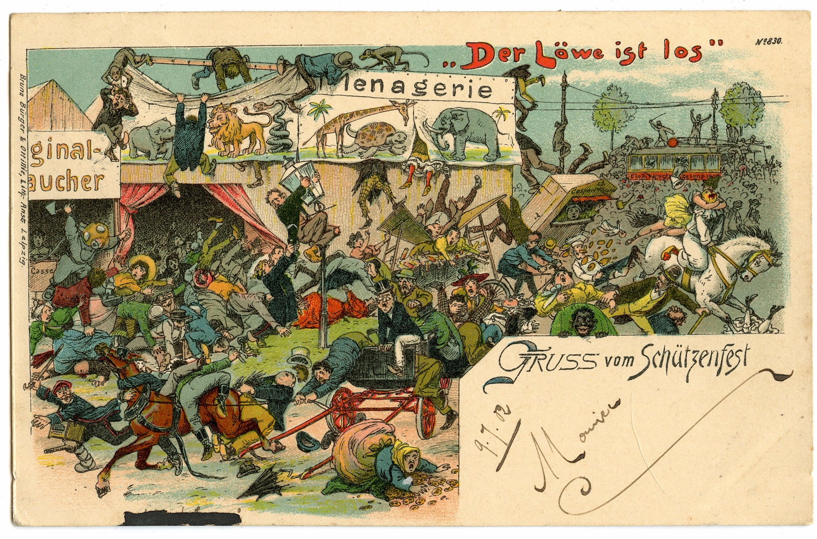 Antique Rare Postcard German Circus Illust.: ABOUT POSTCARDS: The study and collecting of postcards is termed deltiology (from Greek deltion, small writing tablet, and English -logy, the study of). Rarity. As with all antique items, rarity bring