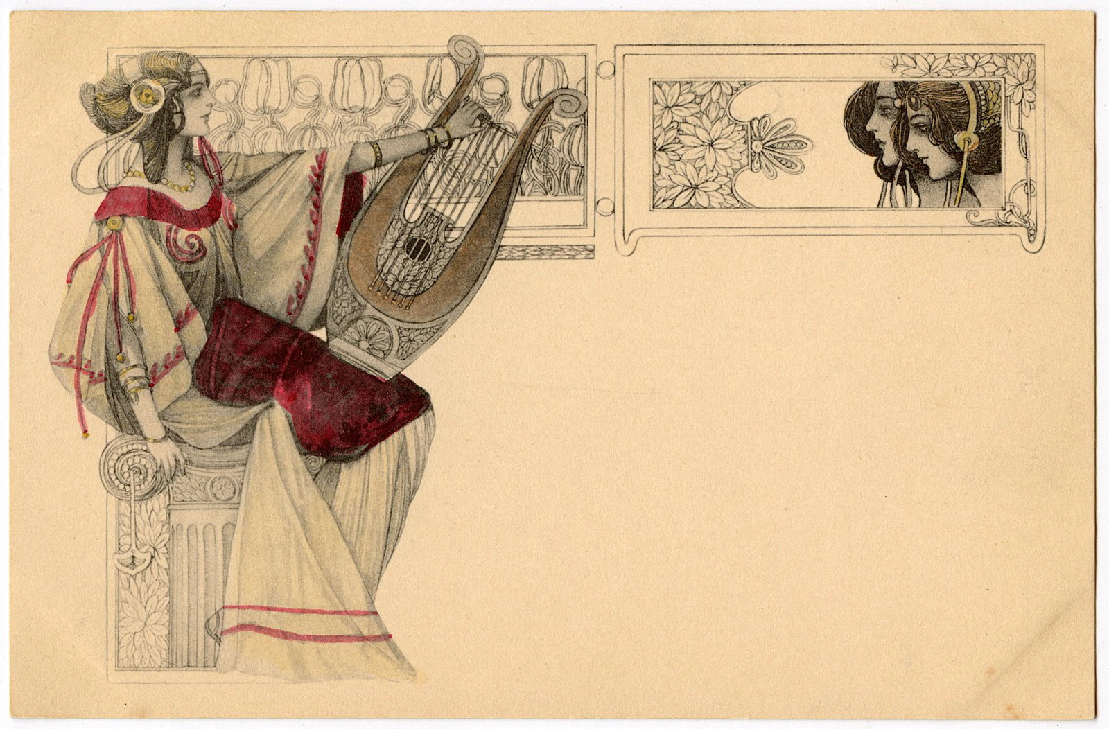 Antique Rare Postcard French Colored Art Nouveau: ABOUT POSTCARDS: The study and collecting of postcards is termed deltiology (from Greek deltion, small writing tablet, and English -logy, the study of). Rarity. As with all antique items, rarity bring