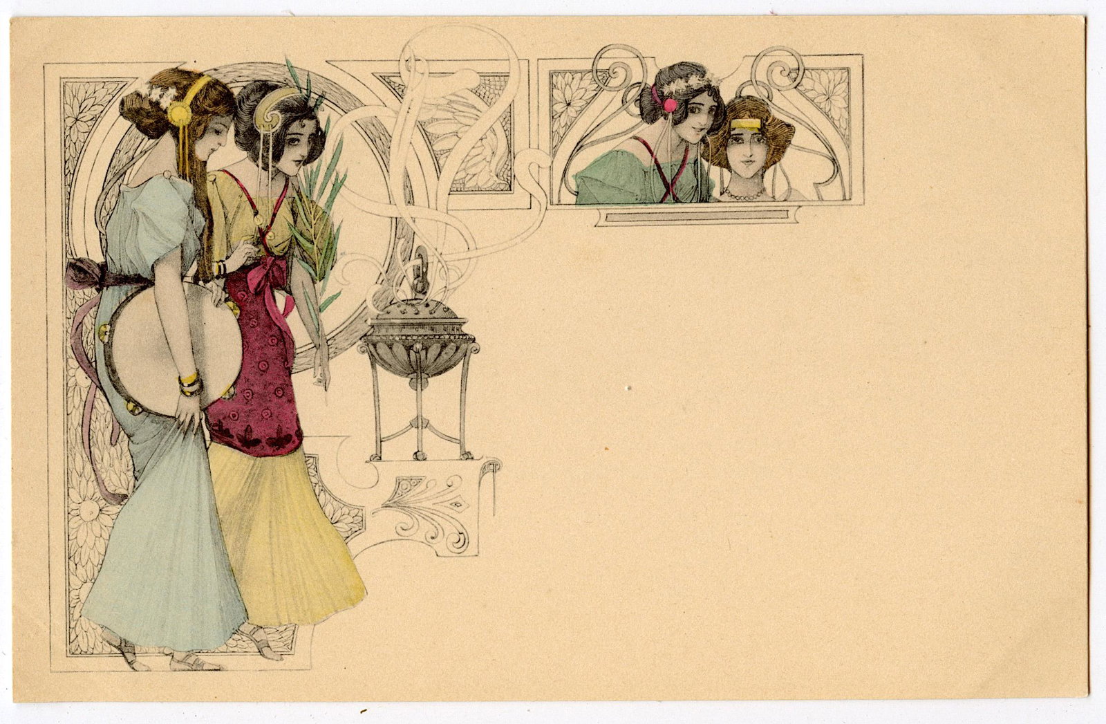 Antique Rare Postcard French Colored Art Nouveau: ABOUT POSTCARDS: The study and collecting of postcards is termed deltiology (from Greek deltion, small writing tablet, and English -logy, the study of). Rarity. As with all antique items, rarity bring