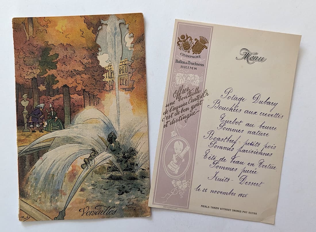 Rare Vintage Ephemera French Menu Champagne Reims Versailles: This coin is from the estate of a deceased collector. We have included high resolution images to show the condition (please, see included images). This lot is located in Boca Raton, Fl and its shipmen