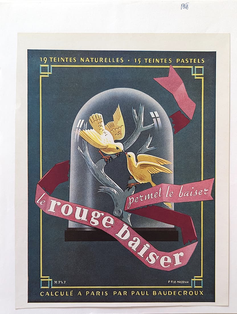 Vintage Rouge Baiser 1948 Pierre Fix-Masseau, Lipstick (1 of 2)