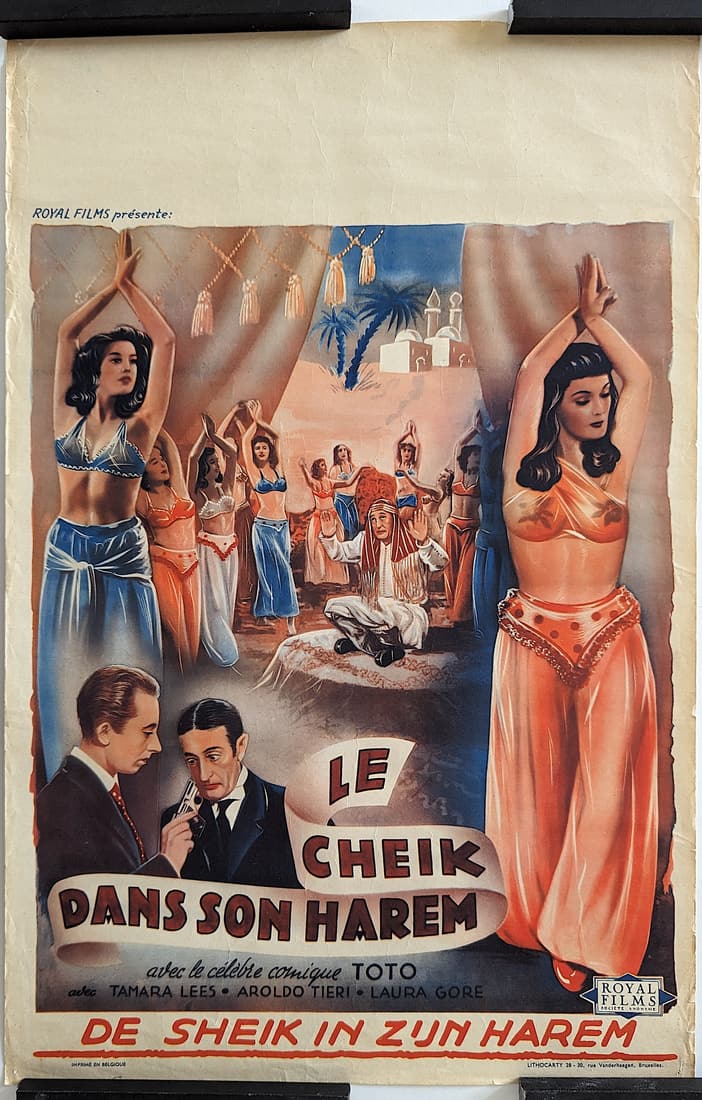 Vintage Belgium Poster Le Cheik Dans Son Harem Royal Films: Provenance from the estate of a Belgium Collector in Manhattan N.Y..Paper Dimensions are Approx. 21.5" x 14". This lot is located in Boca Raton, Fl and its shipment will be made directly by Artelisted