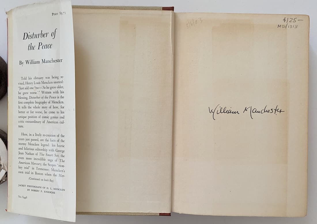 SIGNED Book Disturber Of The Pace by William Manchester: The provenance of this item is from a WWII veteran collector in Georgia. This lot is located in Boca Raton, Fl and its shipment will be made directly by Artelisted. Shipping insurance is the responsib
