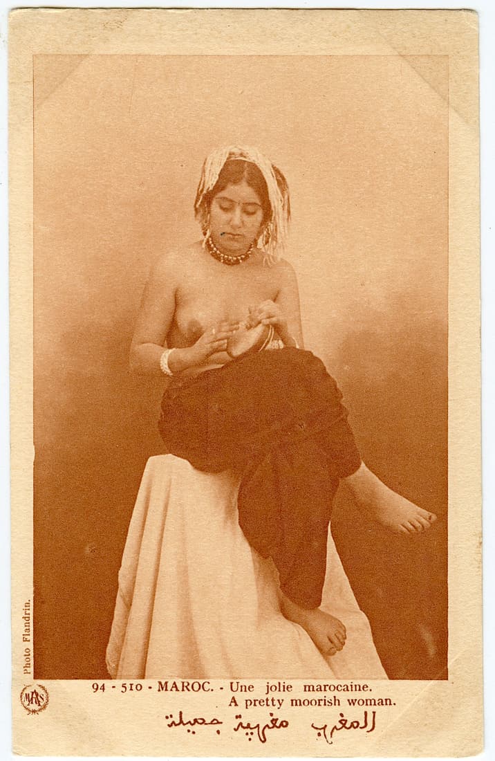 Vintage Rare Postcard Nude Female Maroc: ABOUT POSTCARDS: The study and collecting of postcards is termed deltiology (from Greek deltion, small writing tablet, and English -logy, the study of). Rarity. As with all antique items, rarity bring