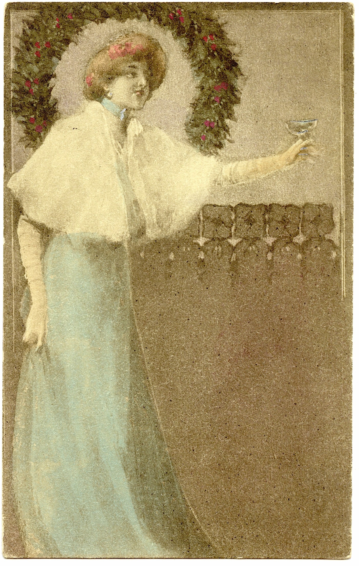 Vintage Original Postcard Colored Fine Art: ABOUT POSTCARDS: The study and collecting of postcards is termed deltiology (from Greek deltion, small writing tablet, and English -logy, the study of). Rarity. As with all antique items, rarity bring