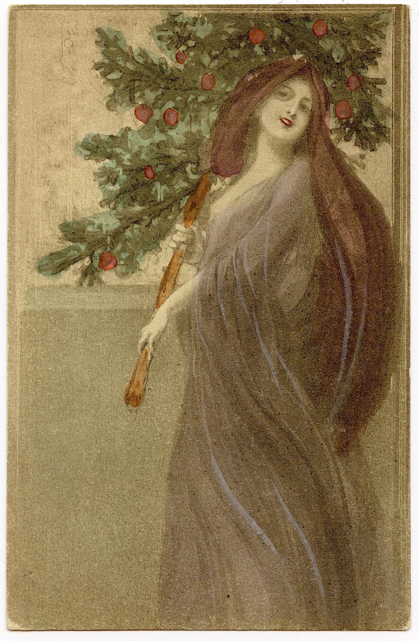 Vintage Original Postcard Colored Fine Art: ABOUT POSTCARDS: The study and collecting of postcards is termed deltiology (from Greek deltion, small writing tablet, and English -logy, the study of). Rarity. As with all antique items, rarity bring