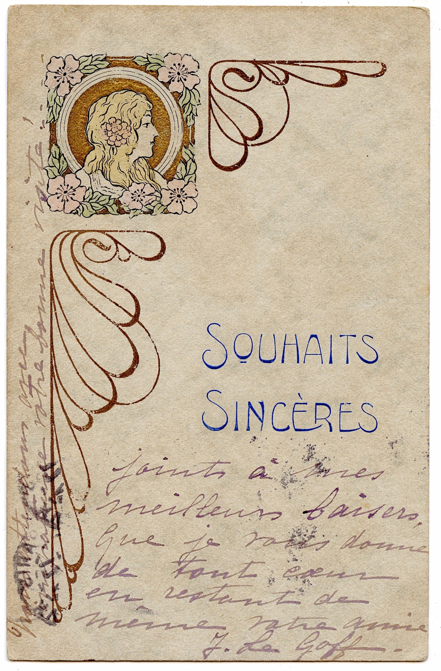Vintage Original Postcard Like Mucha Art Nouveau: ABOUT POSTCARDS: The study and collecting of postcards is termed deltiology (from Greek deltion, small writing tablet, and English -logy, the study of). Rarity. As with all antique items, rarity bring