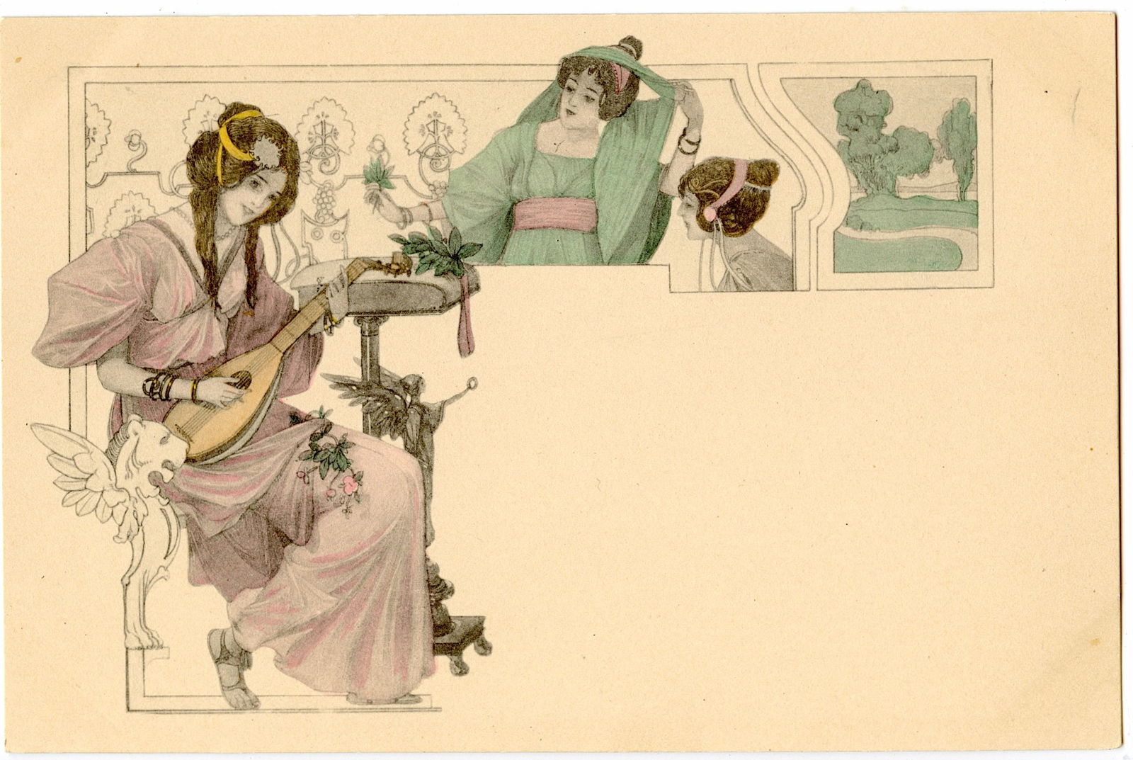 Vintage Original Postcard Early French Art Nouveau (1 of 2)