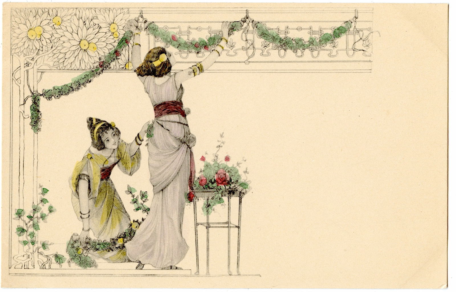 Vintage Original Postcard Early French Art Nouveau (1 of 2)